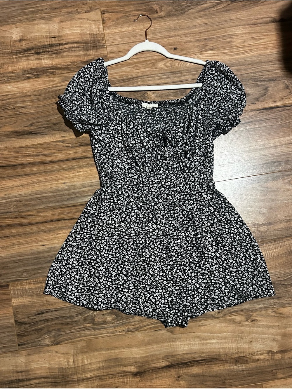 La Hearts Black Floral Off-Shoulder Romper
